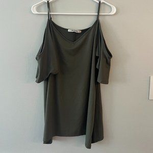 Trendyland Cold Shoulder Green Top
